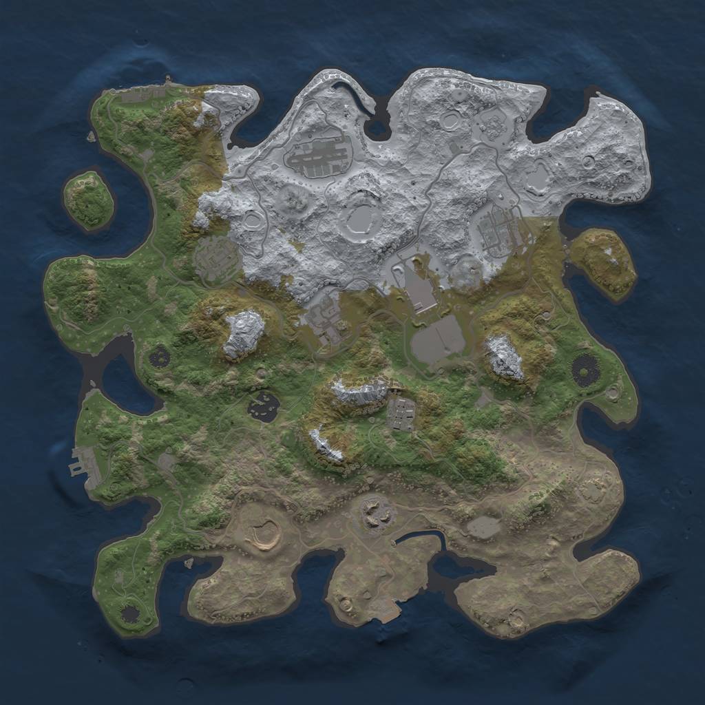 Rust Map: Procedural Map, Size: 3500, Seed: 33609805, 16 Monuments