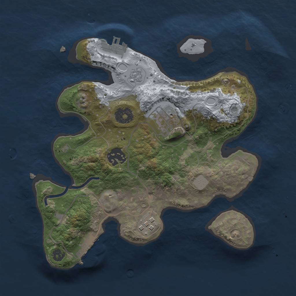Rust Map: Procedural Map, Size: 2500, Seed: 456655407, 9 Monuments