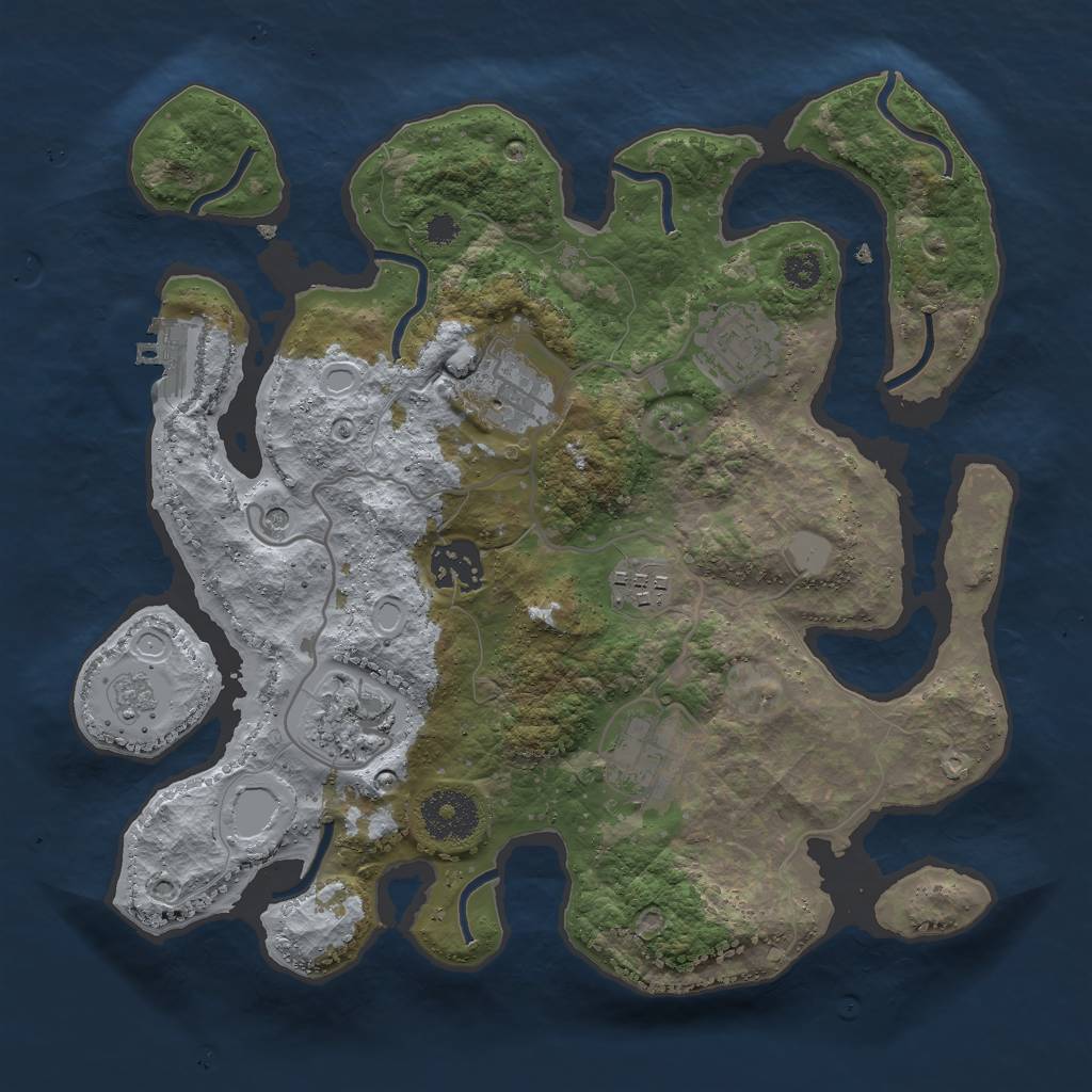 Rust Map: Procedural Map, Size: 3000, Seed: 719465720, 12 Monuments