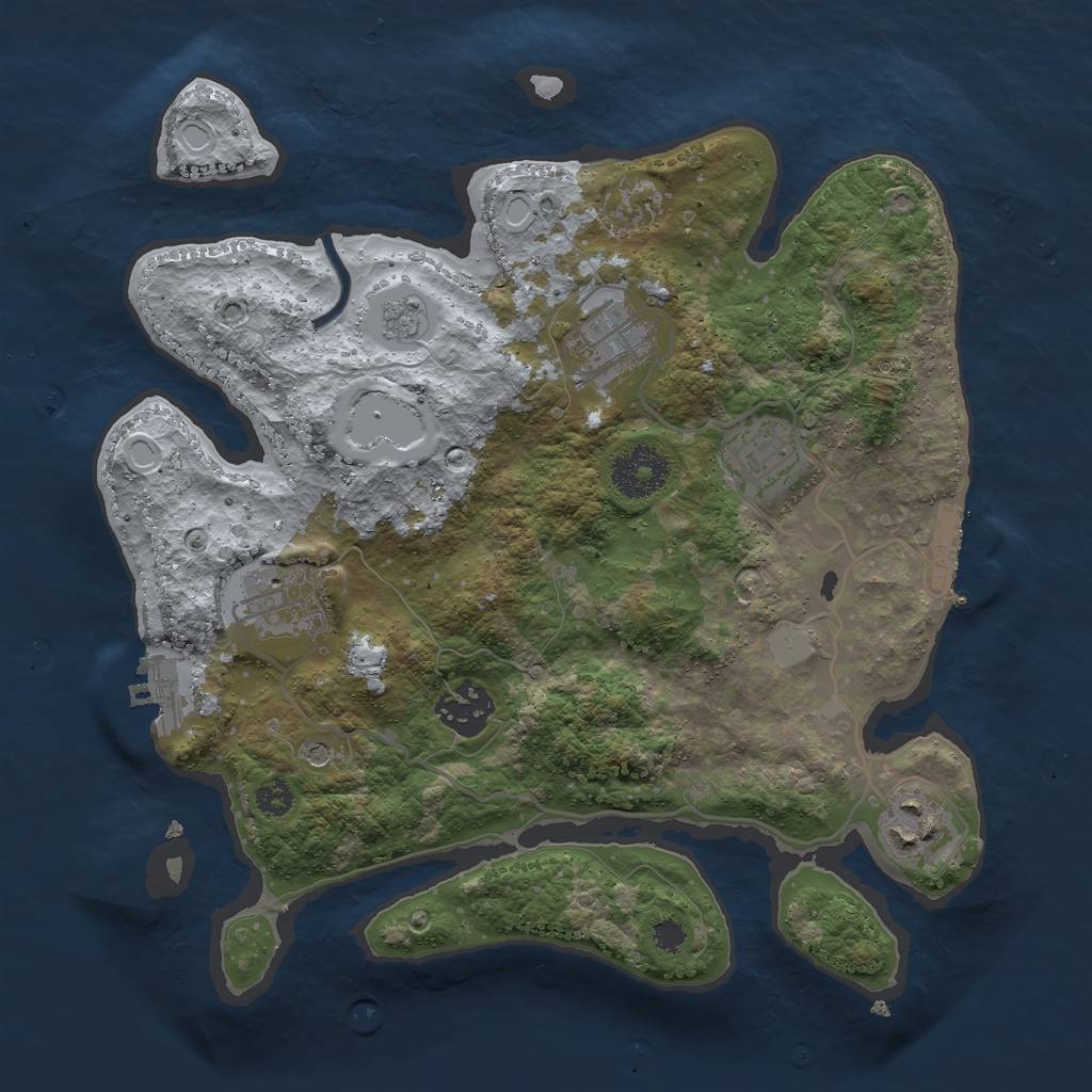 Rust Map: Procedural Map, Size: 3000, Seed: 2025117591, 12 Monuments