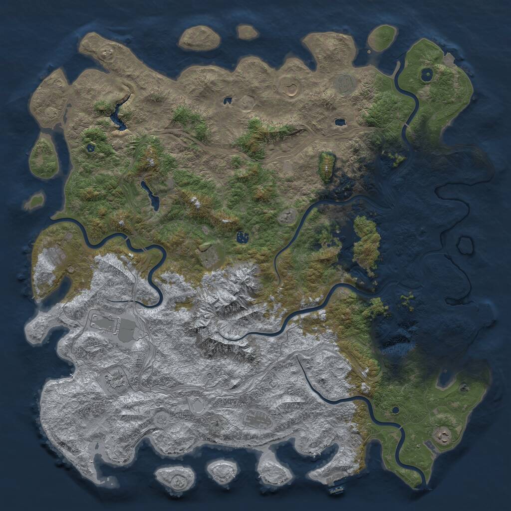 Rust Map: Procedural Map, Size: 6000, Seed: 676412404, 17 Monuments