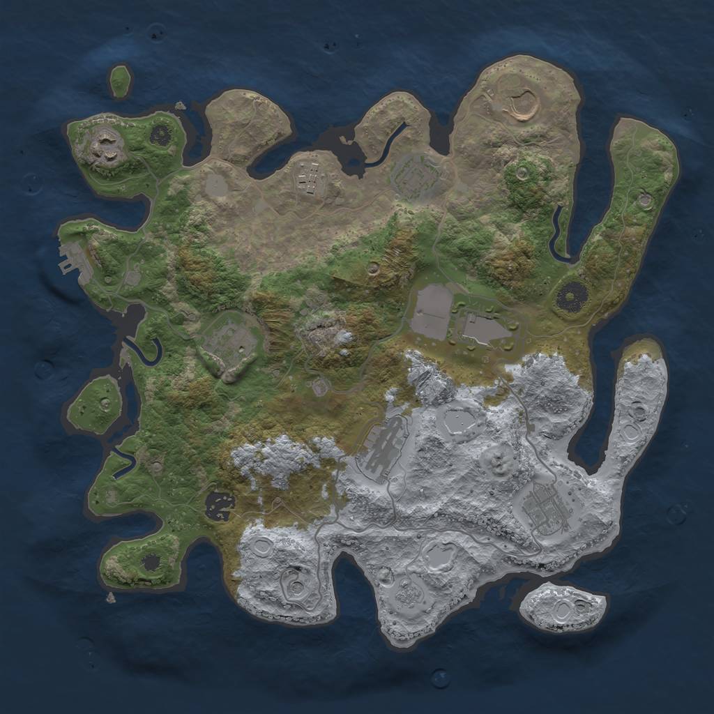 Rust Map: Procedural Map, Size: 3500, Seed: 75125132, 15 Monuments