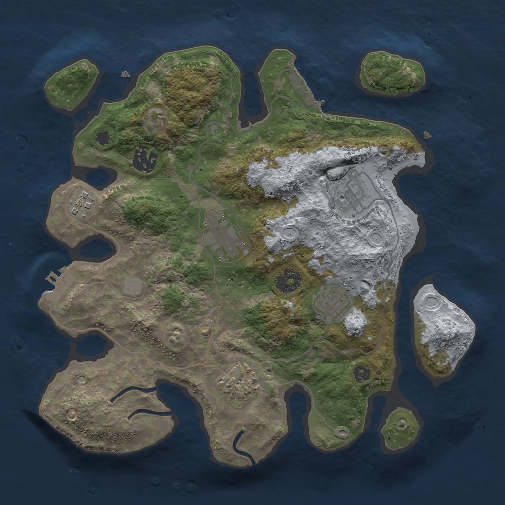 Rust Map: Procedural Map, Size: 3000, Seed: 7864352, 11 Monuments