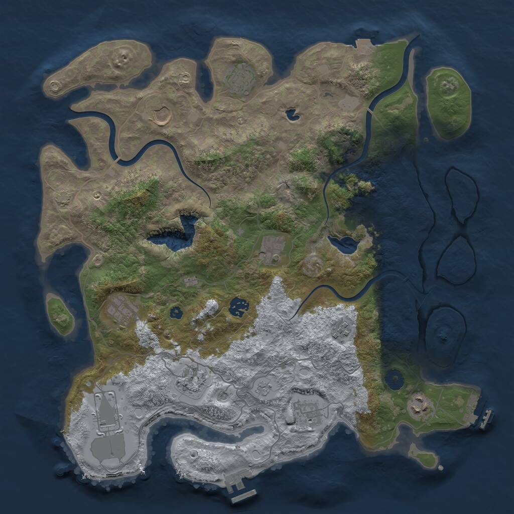Rust Map: Procedural Map, Size: 4000, Seed: 566723, 16 Monuments