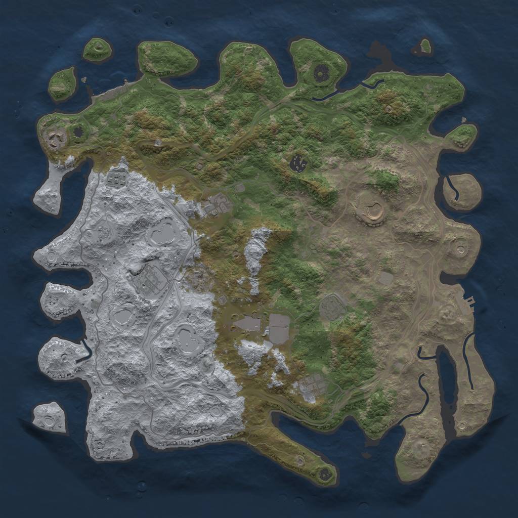Rust Map: Procedural Map, Size: 4500, Seed: 7647389, 16 Monuments