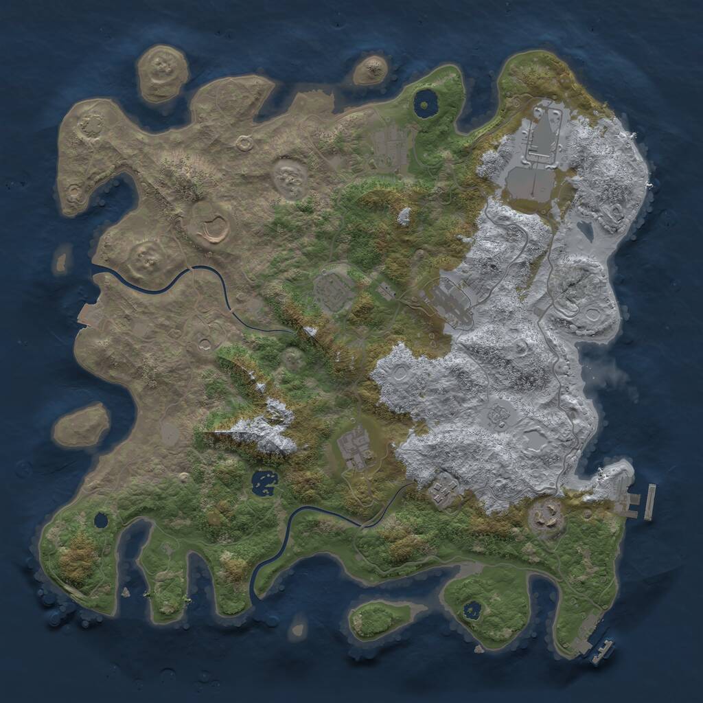 Rust Map: Procedural Map, Size: 3900, Seed: 258569, 15 Monuments
