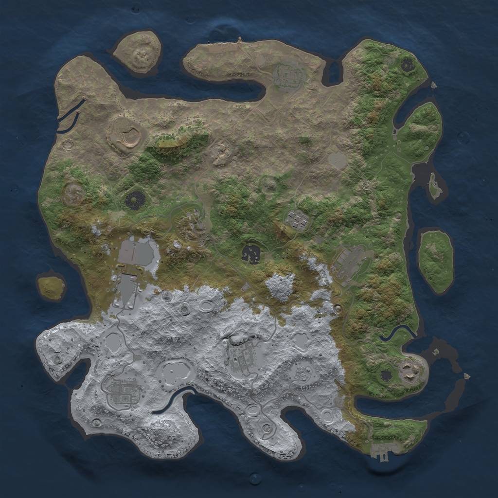 Rust Map: Procedural Map, Size: 3800, Seed: 303787, 17 Monuments