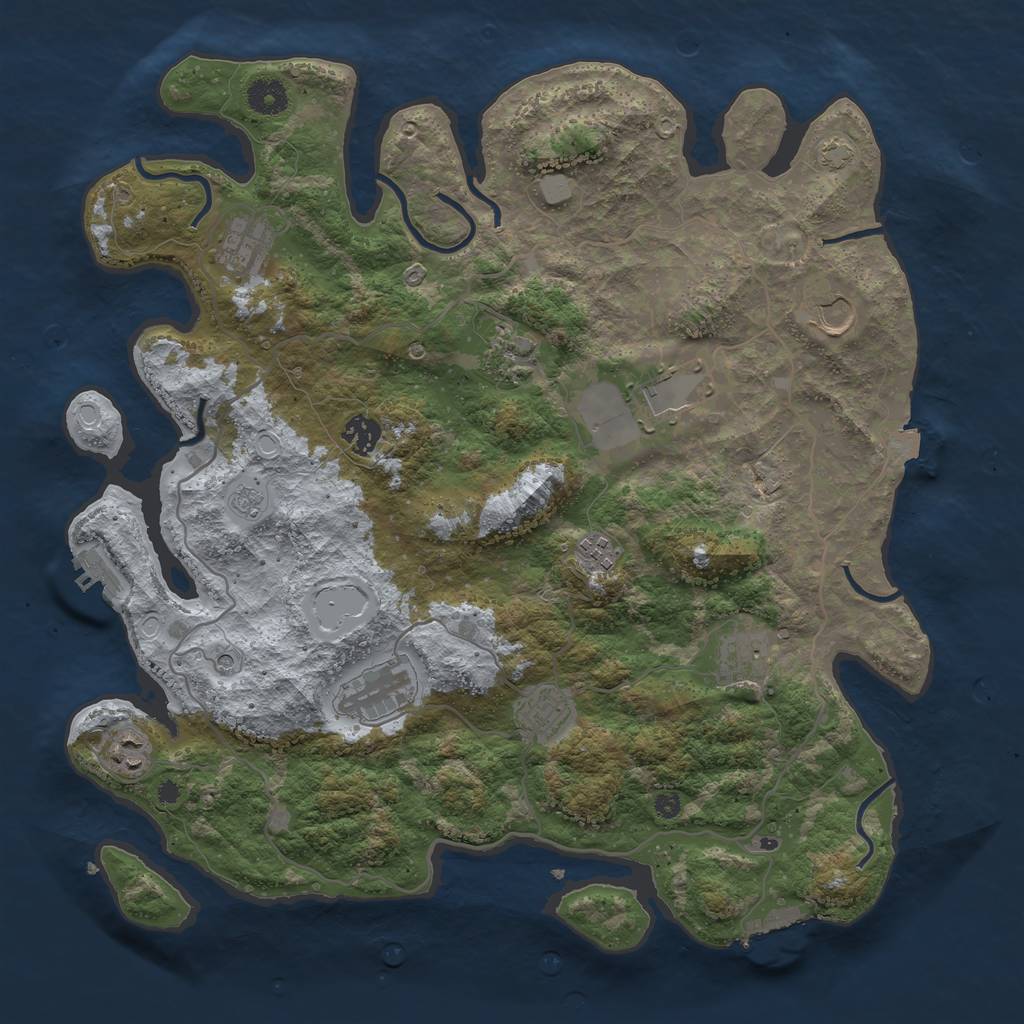 Rust Map: Procedural Map, Size: 4000, Seed: 1705526519, 18 Monuments