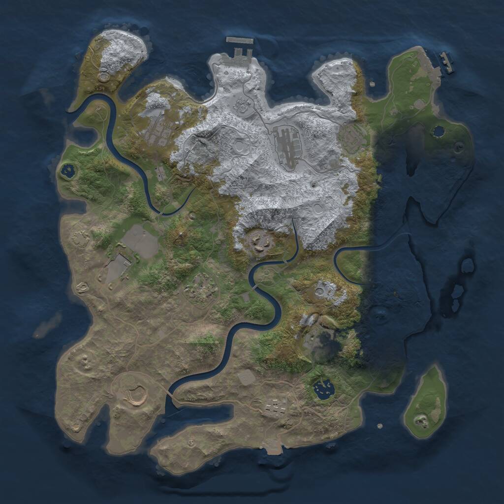 Rust Map: Procedural Map, Size: 3750, Seed: 2098504193, 16 Monuments