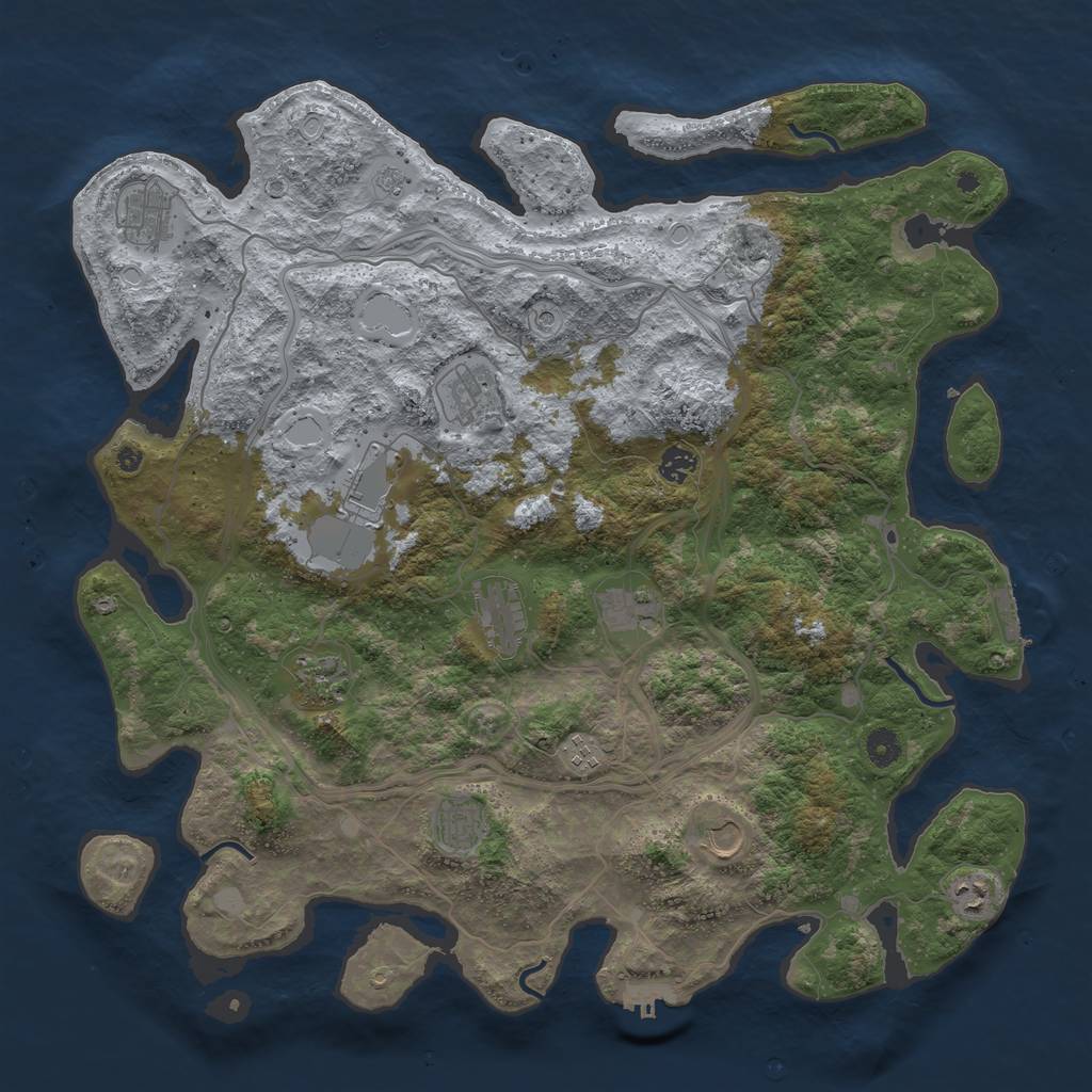 Rust Map: Procedural Map, Size: 4500, Seed: 1607974216, 18 Monuments