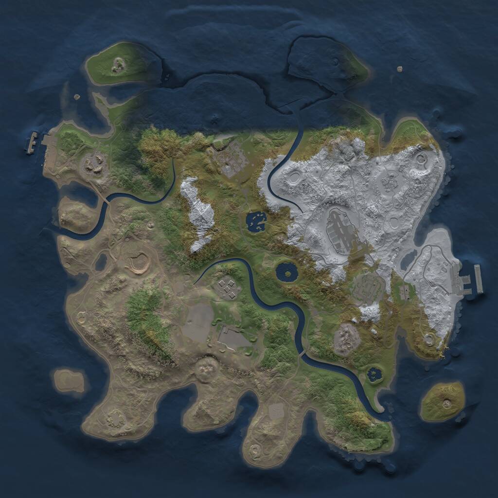 Rust Map: Procedural Map, Size: 3500, Seed: 1958230862, 14 Monuments