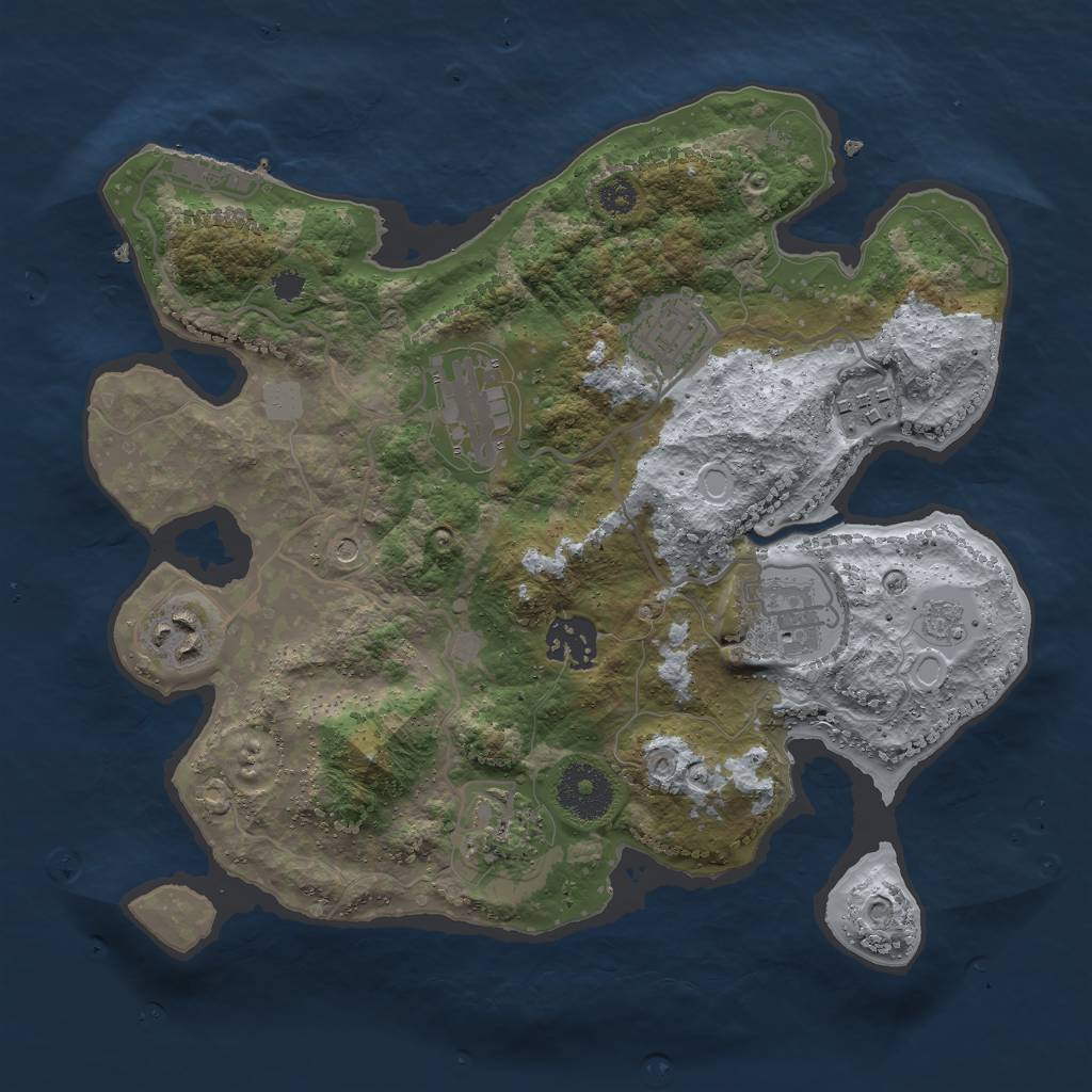 Rust Map: Procedural Map, Size: 3000, Seed: 3231, 13 Monuments