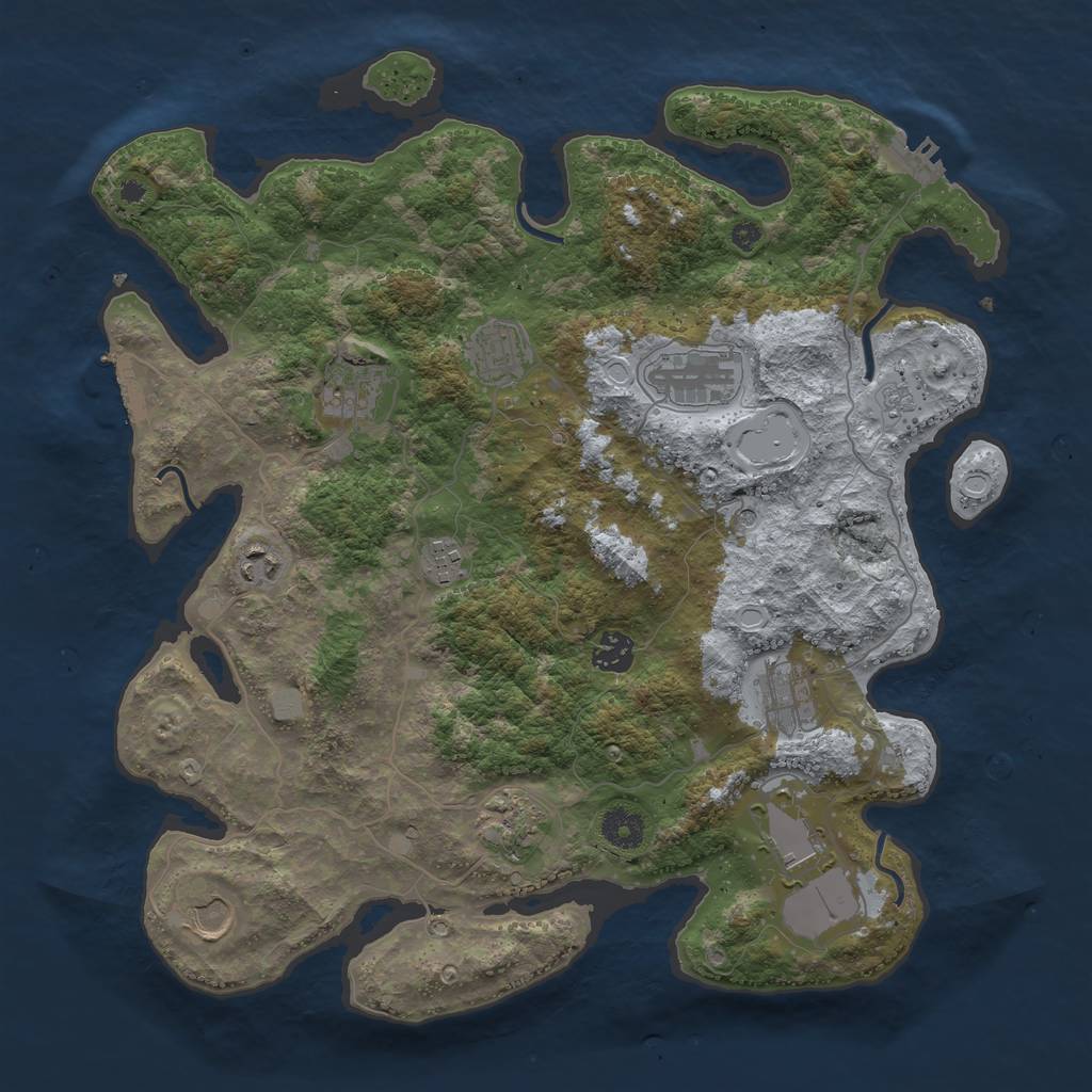 Rust Map: Procedural Map, Size: 3850, Seed: 806326258, 17 Monuments
