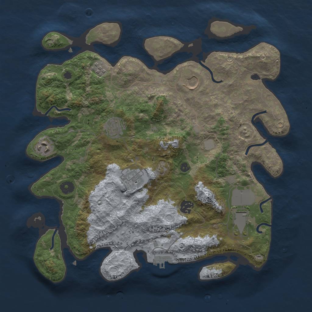 Rust Map: Procedural Map, Size: 3500, Seed: 68654675, 12 Monuments