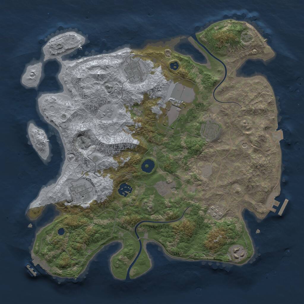 Rust Map: Procedural Map, Size: 3500, Seed: 521434, 14 Monuments