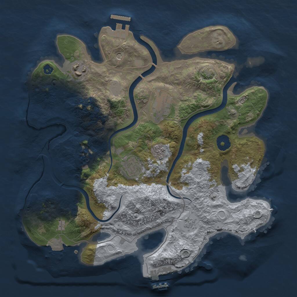 Rust Map: Procedural Map, Size: 3000, Seed: 72521, 10 Monuments