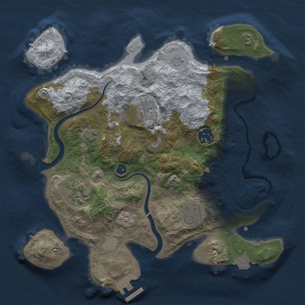 Rust Map: Procedural Map, Size: 3000, Seed: 11670, 10 Monuments