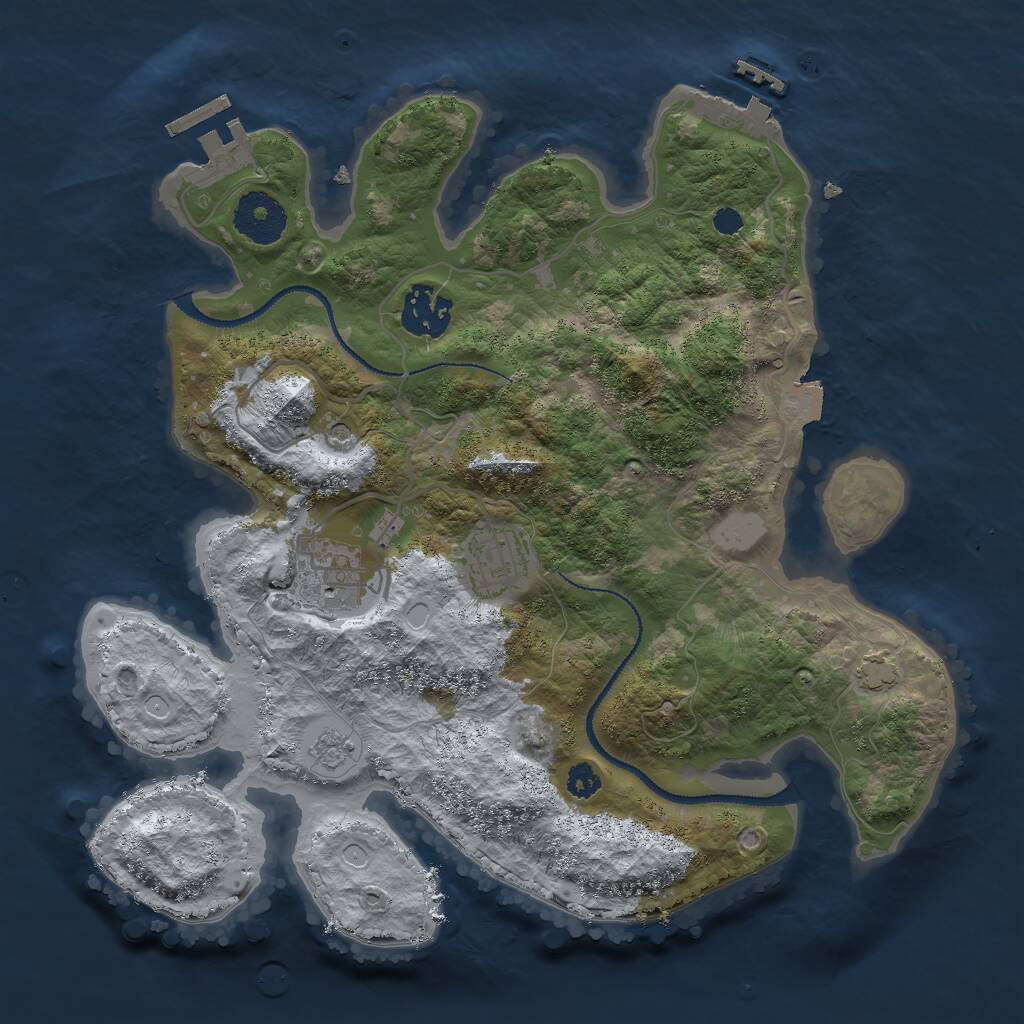 Rust Map: Procedural Map, Size: 3000, Seed: 203407907, 9 Monuments