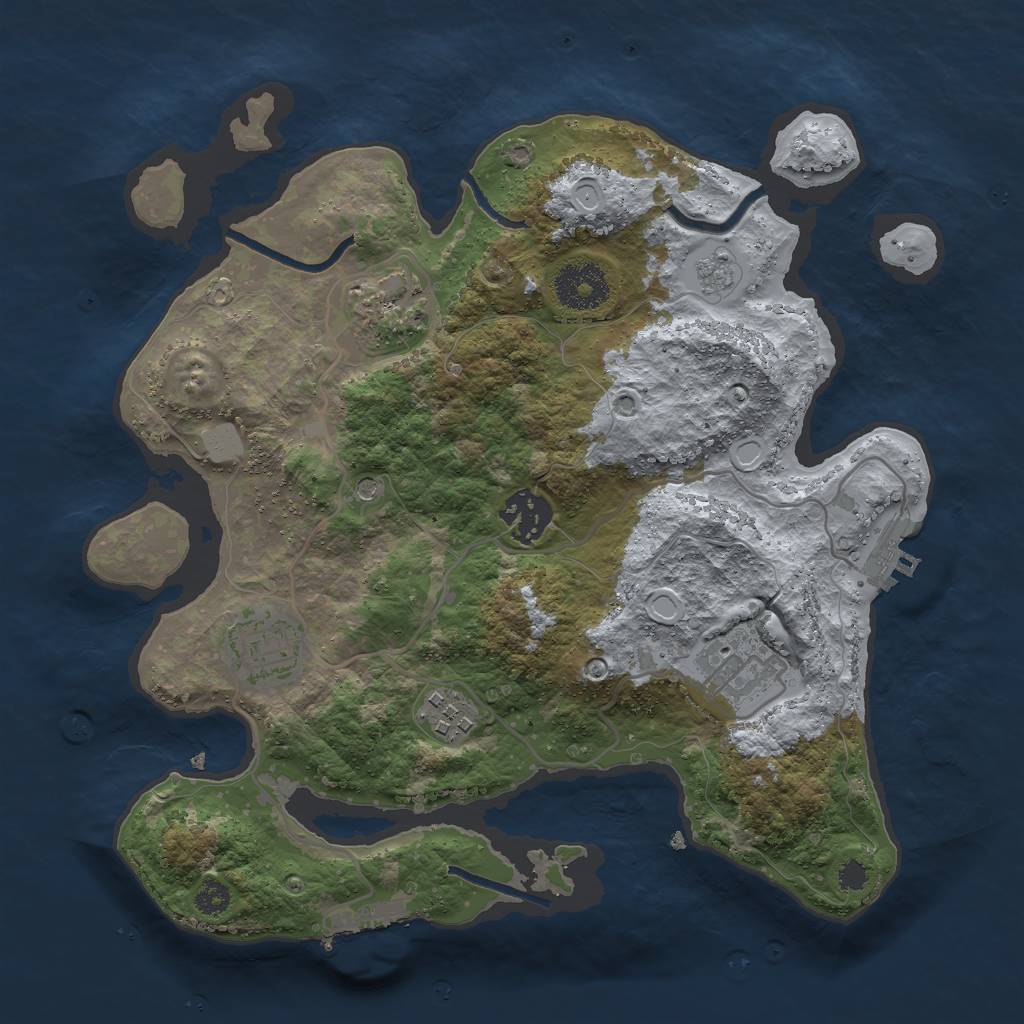 Rust Map: Procedural Map, Size: 3000, Seed: 596206647, 12 Monuments