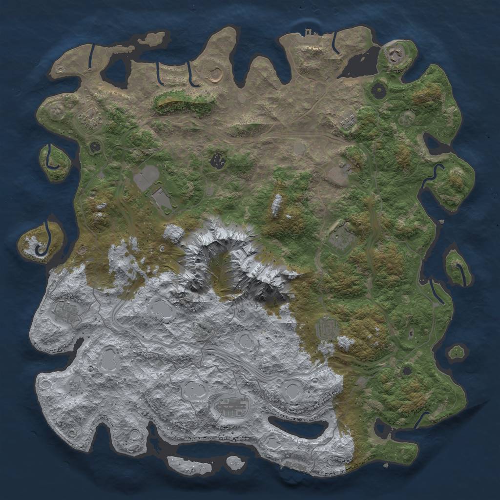 Rust Map: Procedural Map, Size: 5000, Seed: 63830, 18 Monuments