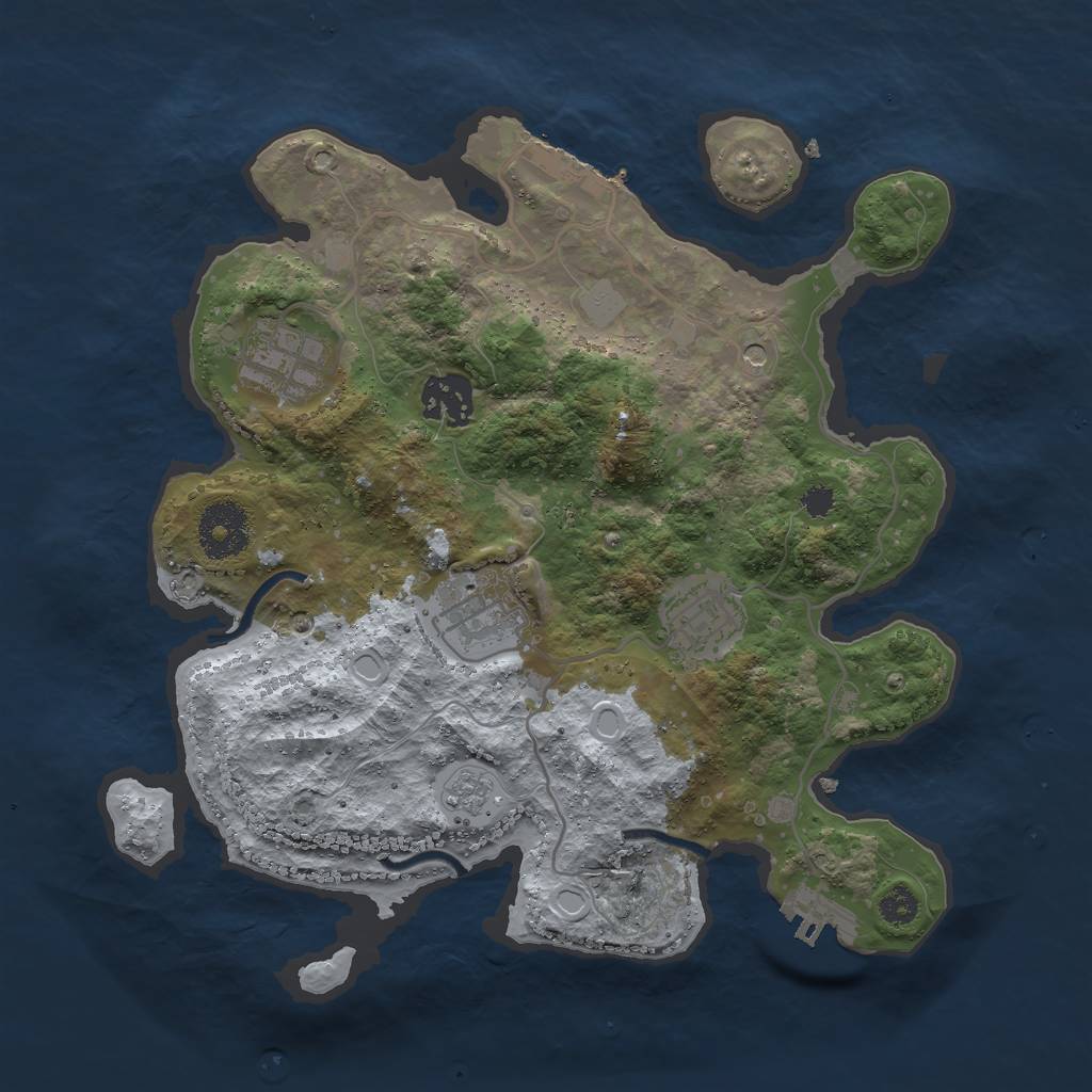 Rust Map: Procedural Map, Size: 3000, Seed: 372373481, 11 Monuments