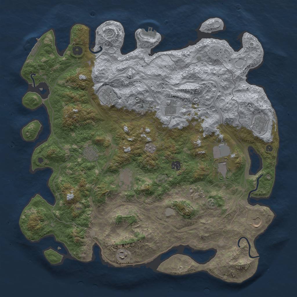 Rust Map: Procedural Map, Size: 4500, Seed: 123141689, 18 Monuments