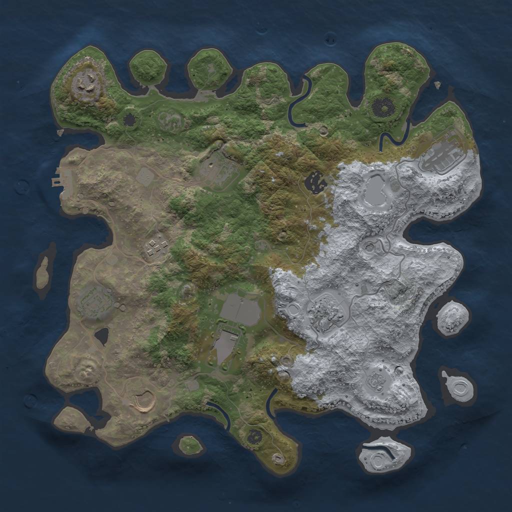 Rust Map: Procedural Map, Size: 3500, Seed: 6543469, 15 Monuments