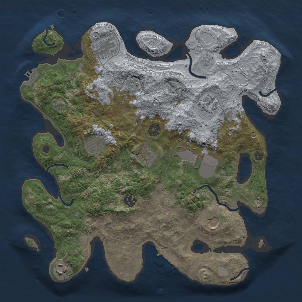 Rust Map: Procedural Map, Size: 3500, Seed: 457277, 16 Monuments