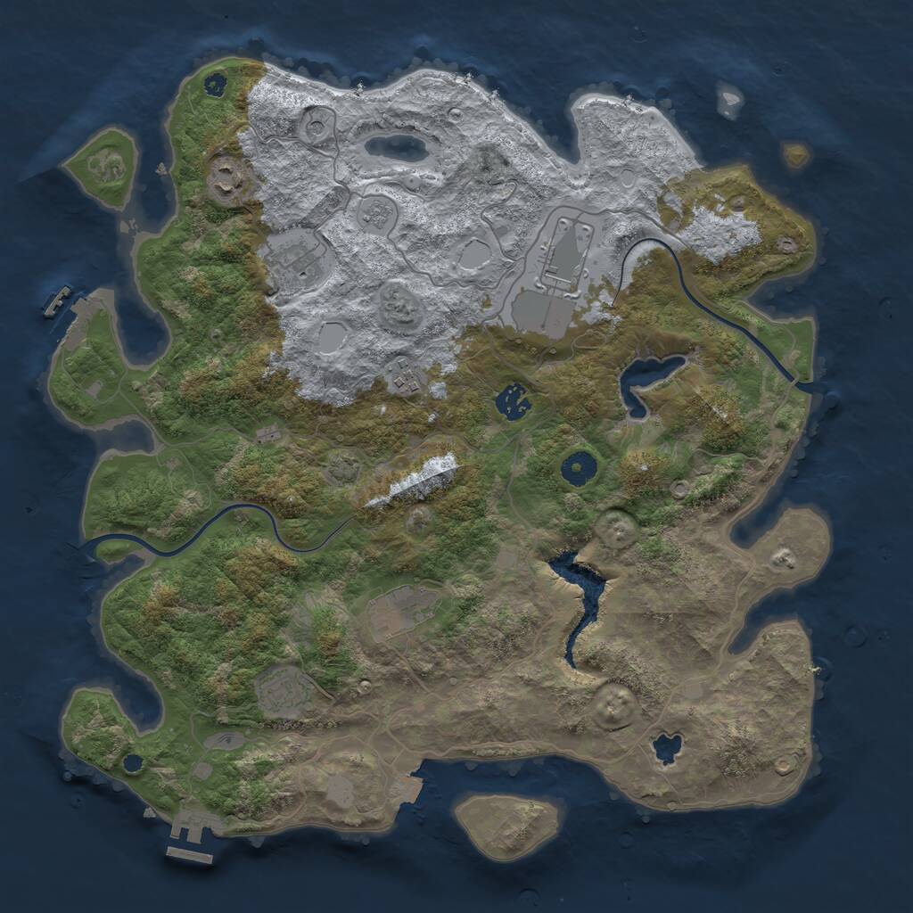 Rust Map: Procedural Map, Size: 4000, Seed: 23015, 13 Monuments