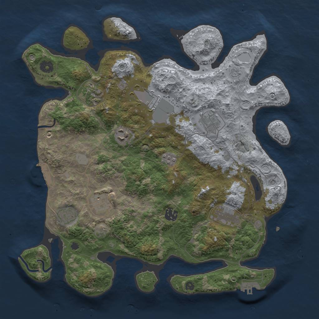 Rust Map: Procedural Map, Size: 3600, Seed: 21504, 16 Monuments