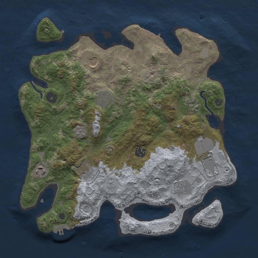 Rust Map: Procedural Map, Size: 3500, Seed: 1034758354, 16 Monuments