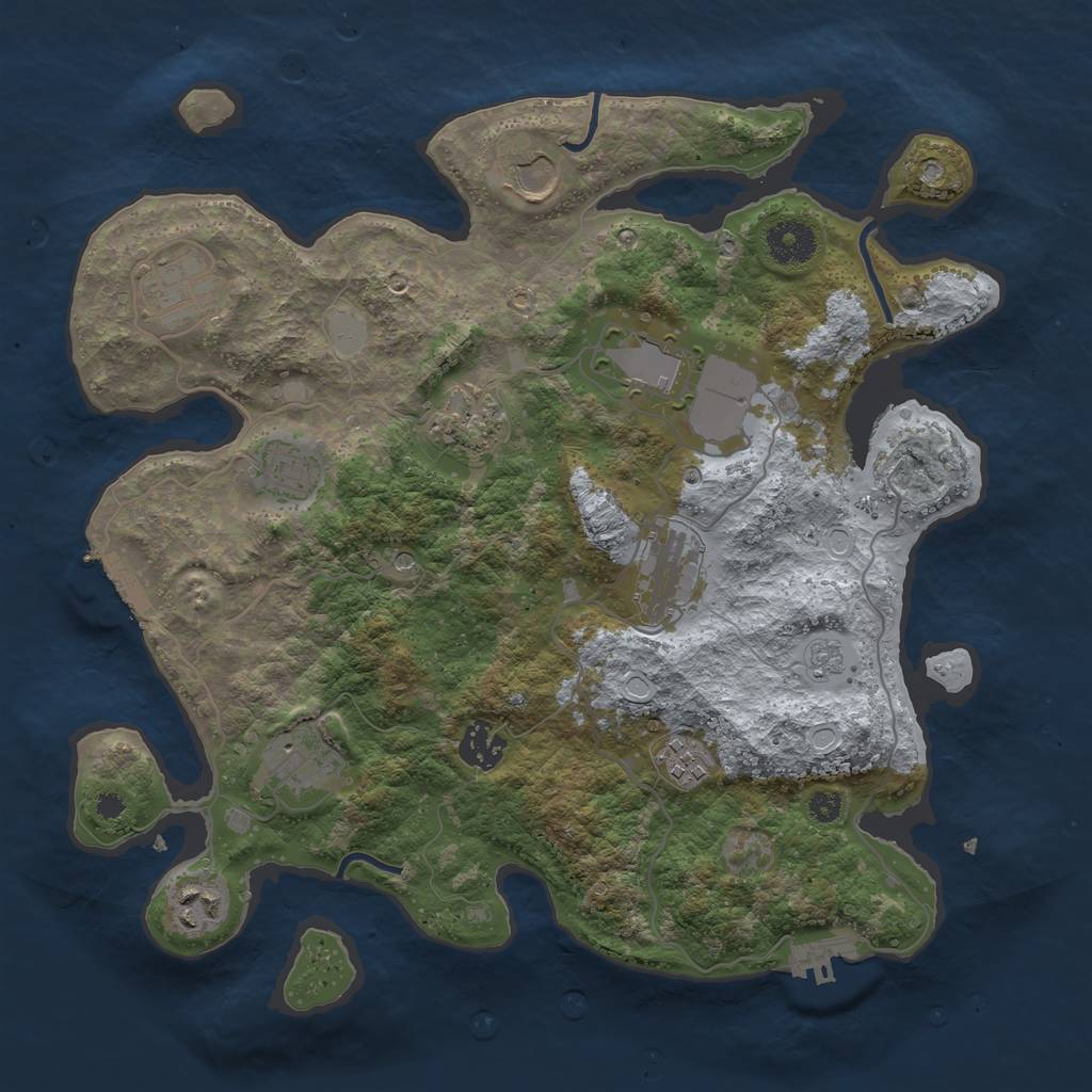 Rust Map: Procedural Map, Size: 3500, Seed: 163204971, 17 Monuments