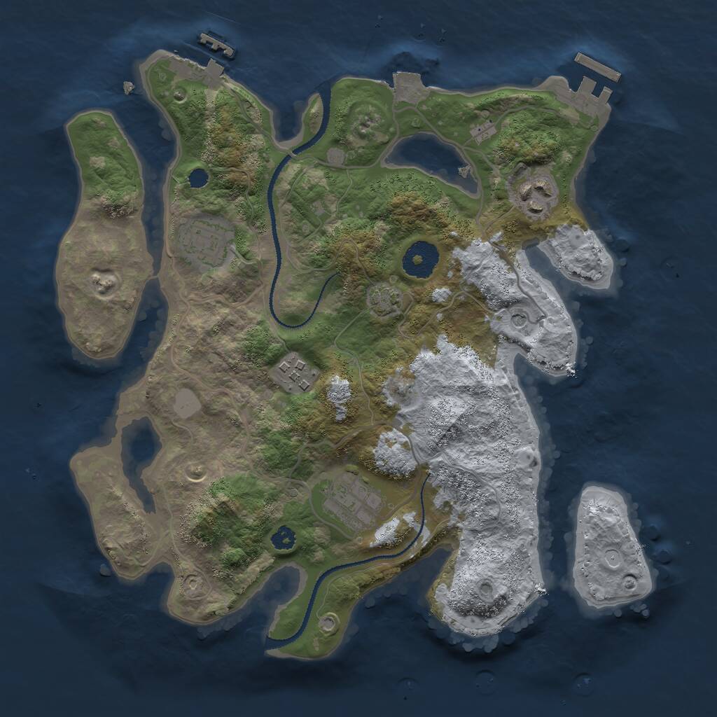 Rust Map: Procedural Map, Size: 3000, Seed: 94623, 9 Monuments