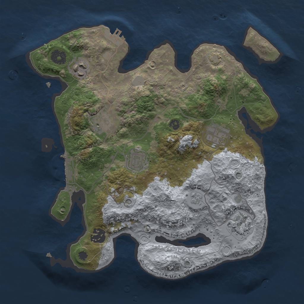 Rust Map: Procedural Map, Size: 3000, Seed: 1947385489, 14 Monuments