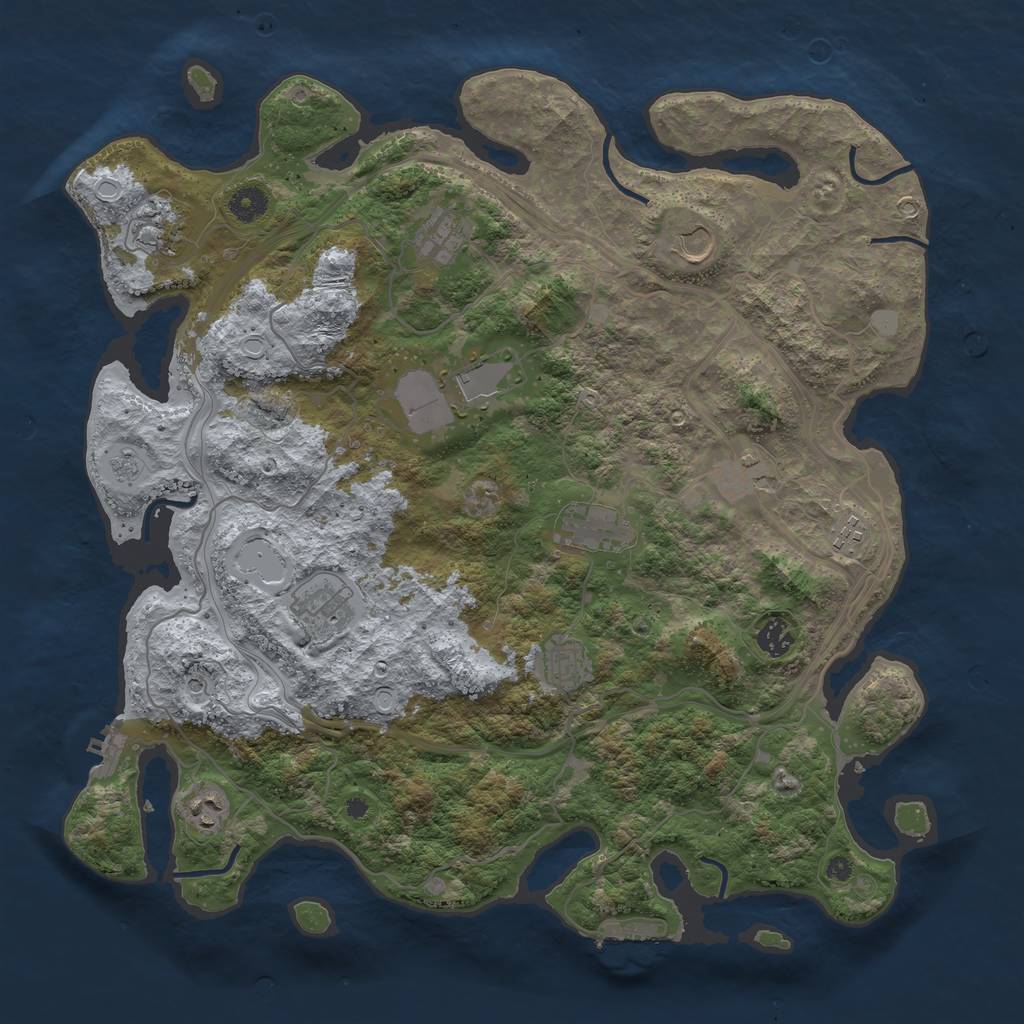 Rust Map: Procedural Map, Size: 4250, Seed: 777996724, 18 Monuments