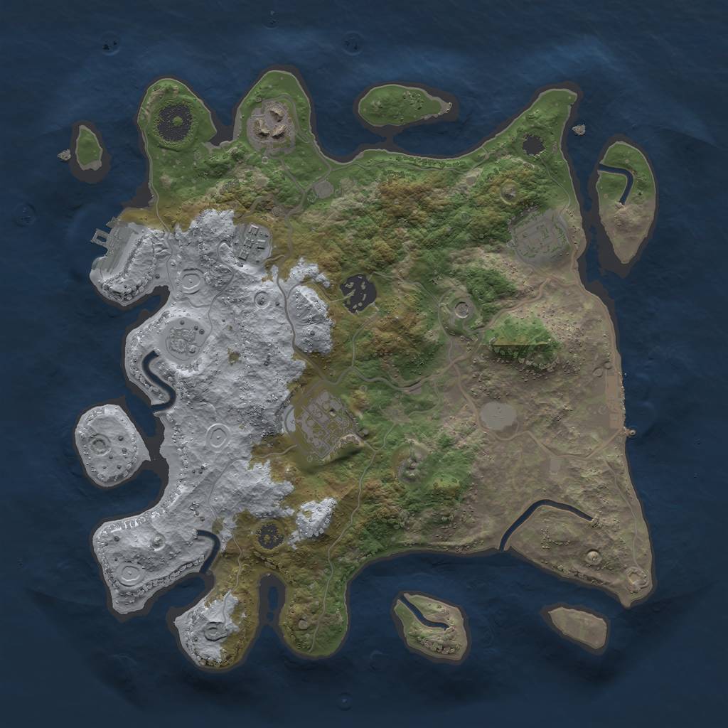 Rust Map: Procedural Map, Size: 3000, Seed: 12349, 12 Monuments