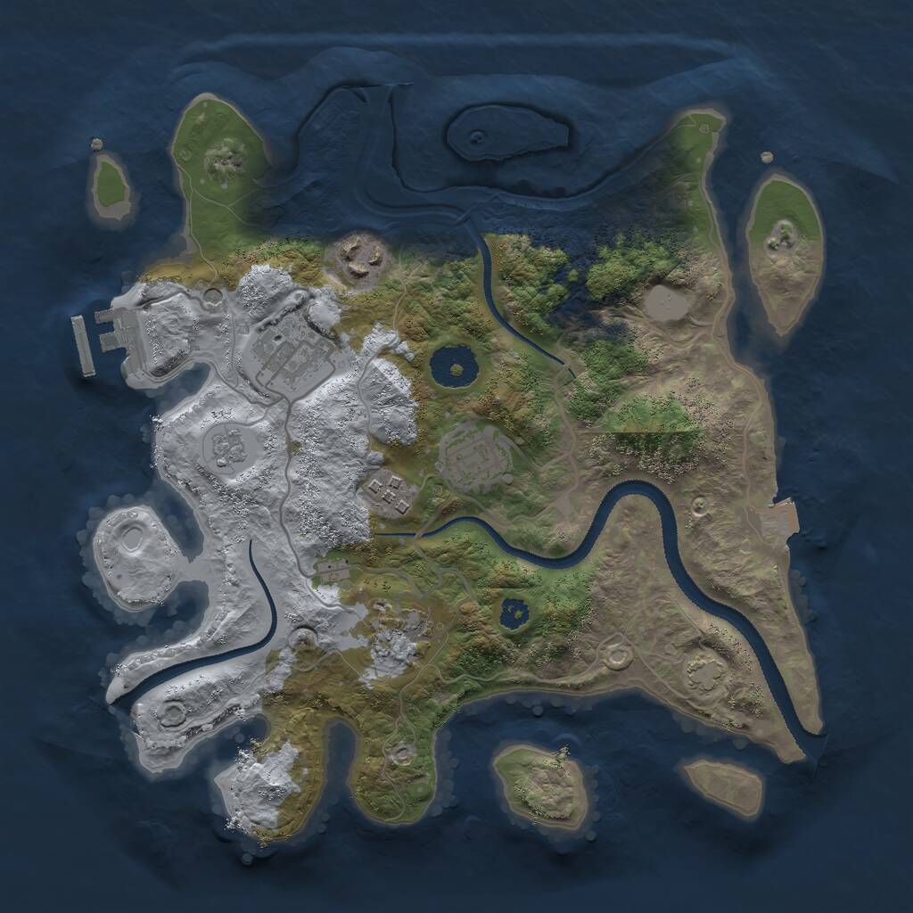 Rust Map: Procedural Map, Size: 3000, Seed: 12349, 10 Monuments