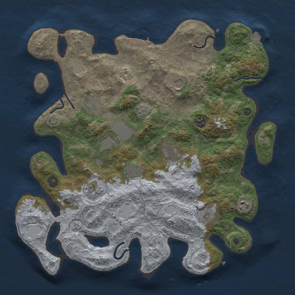 Rust Map: Procedural Map, Size: 3900, Seed: 717548, 17 Monuments