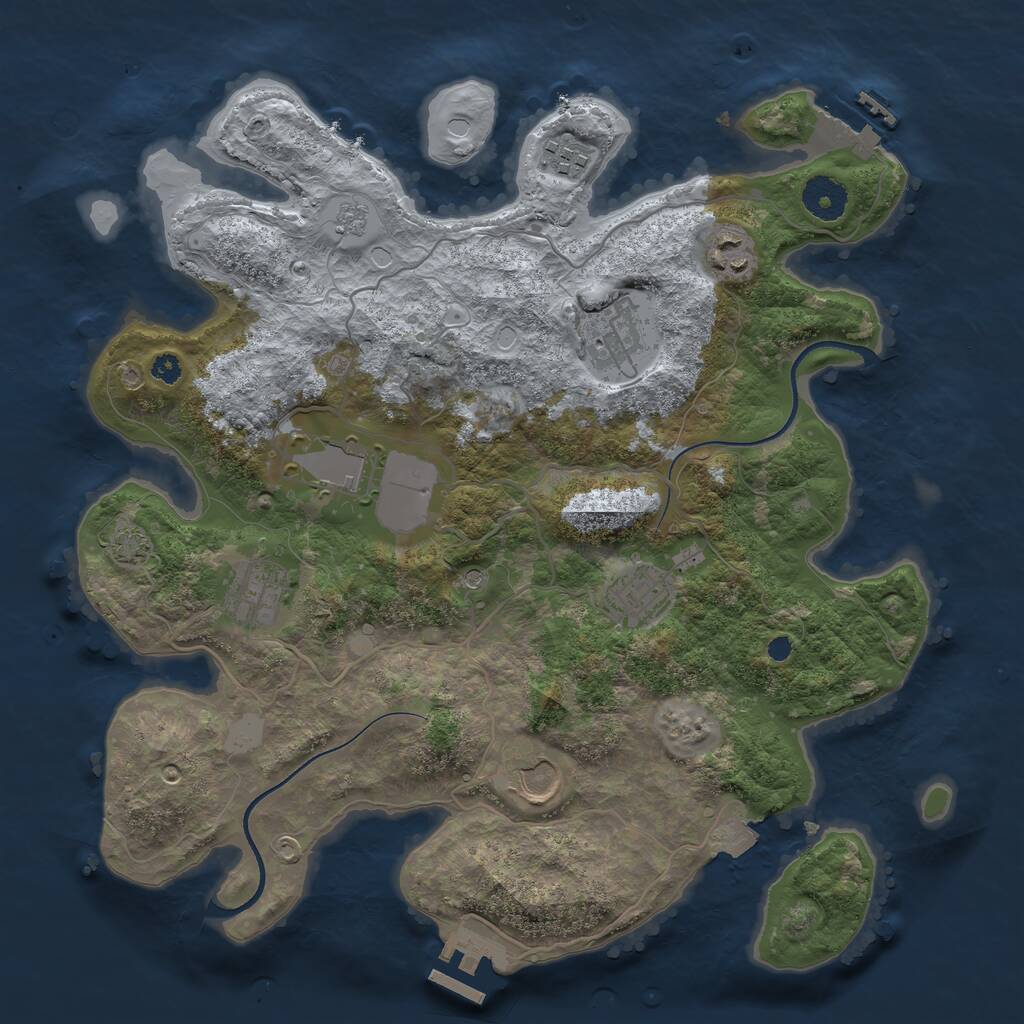 Rust Map: Procedural Map, Size: 3500, Seed: 323849, 13 Monuments