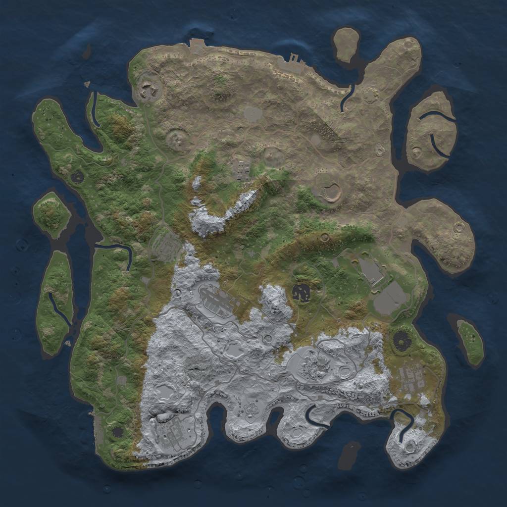 Rust Map: Procedural Map, Size: 4000, Seed: 919326847, 18 Monuments