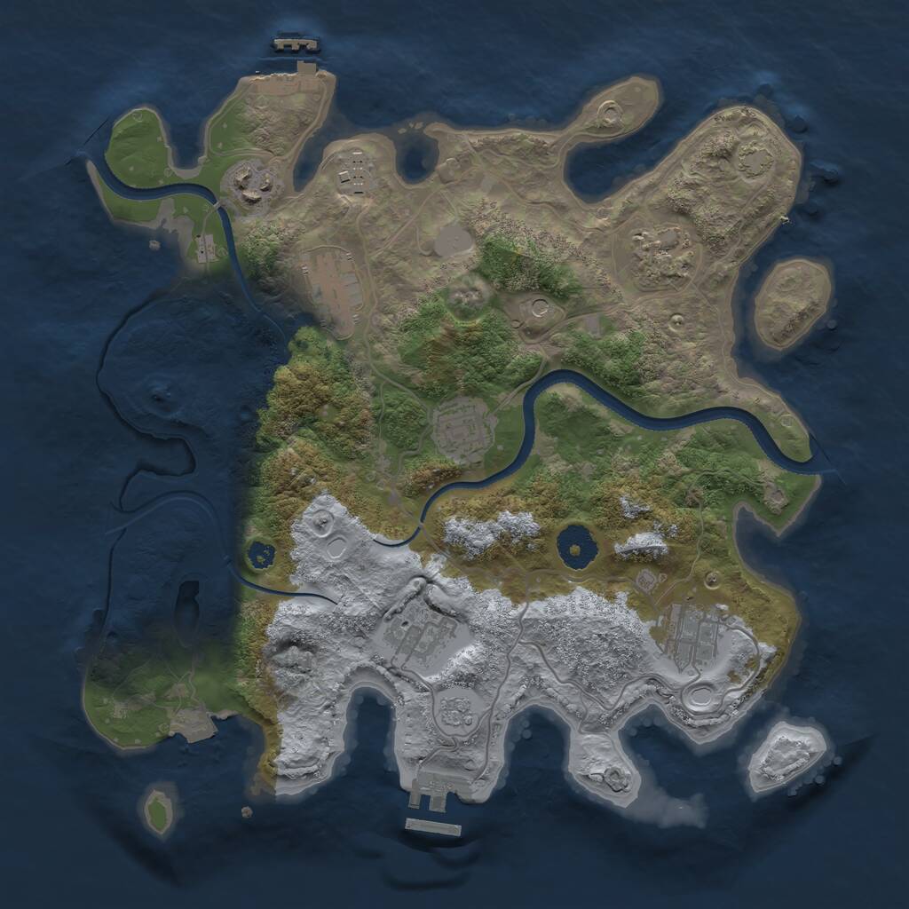 Rust Map: Procedural Map, Size: 3300, Seed: 263277, 13 Monuments