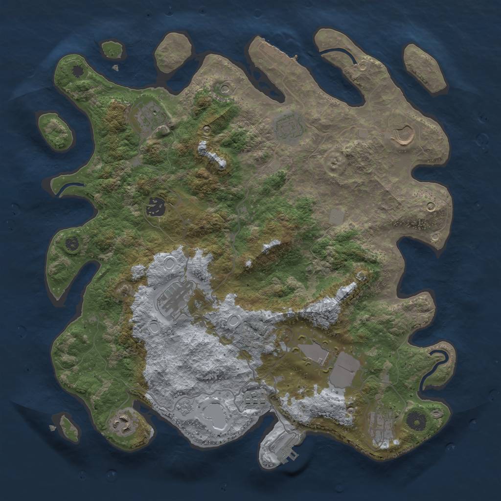 Rust Map: Procedural Map, Size: 3800, Seed: 840741, 16 Monuments