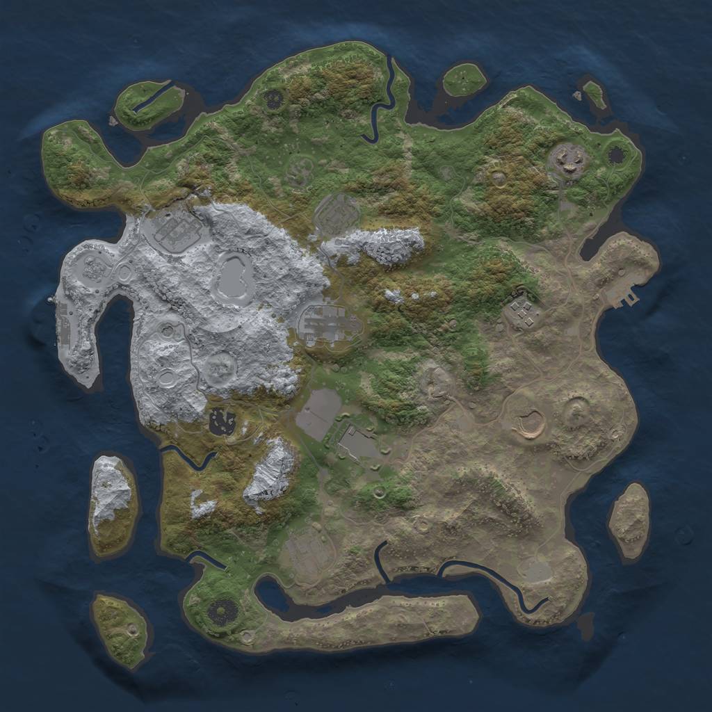 Rust Map: Procedural Map, Size: 3750, Seed: 312036691, 16 Monuments