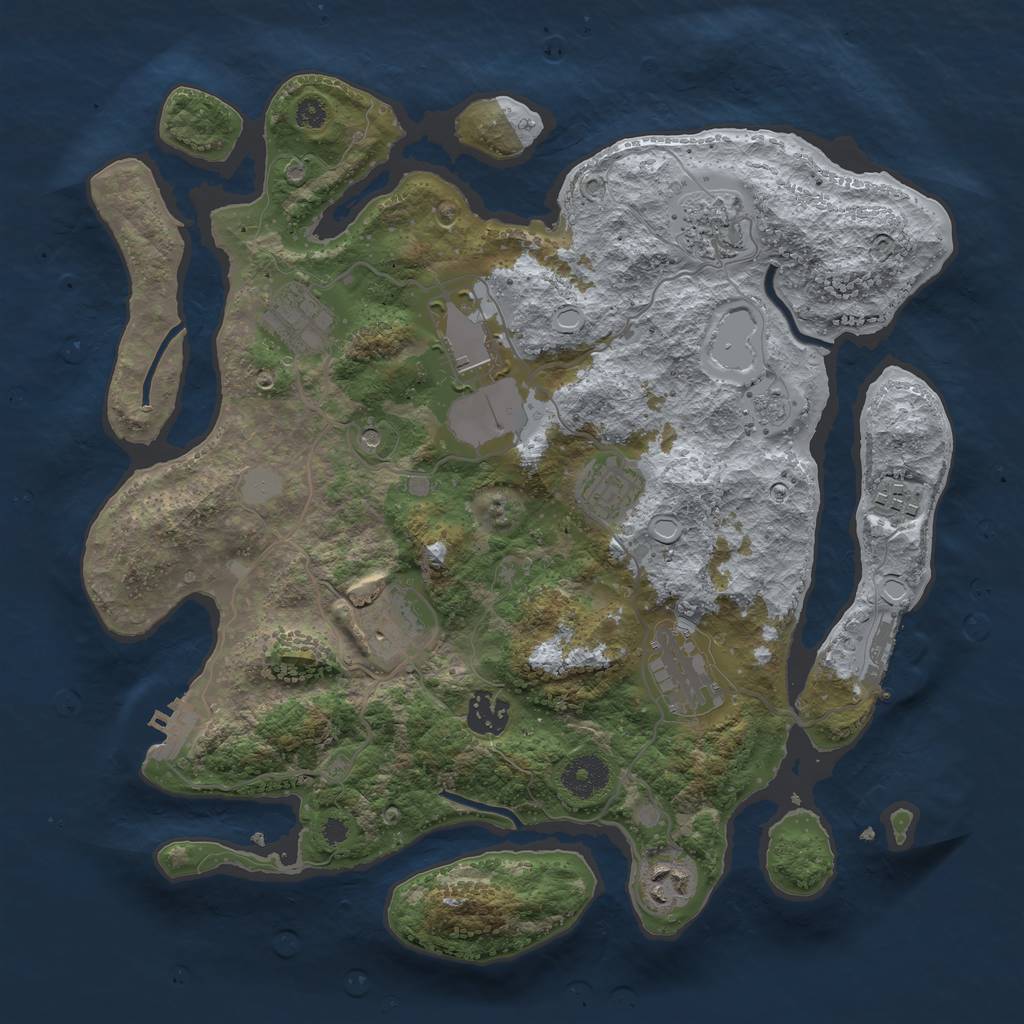 Rust Map: Procedural Map, Size: 3500, Seed: 479604, 16 Monuments