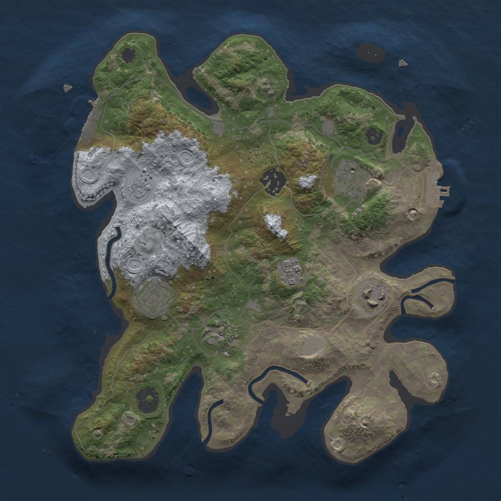 Rust Map: Procedural Map, Size: 3000, Seed: 317845, 12 Monuments