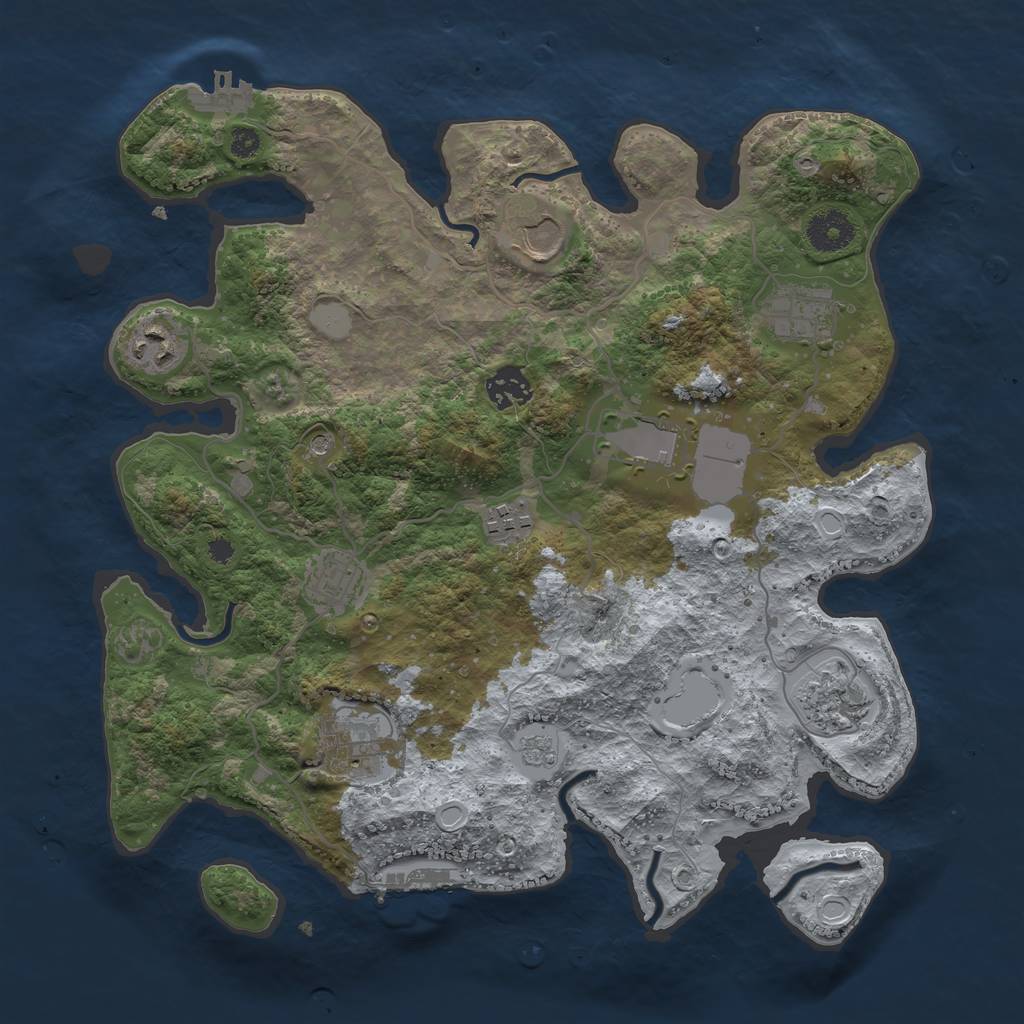 Rust Map: Procedural Map, Size: 3500, Seed: 2014986, 16 Monuments