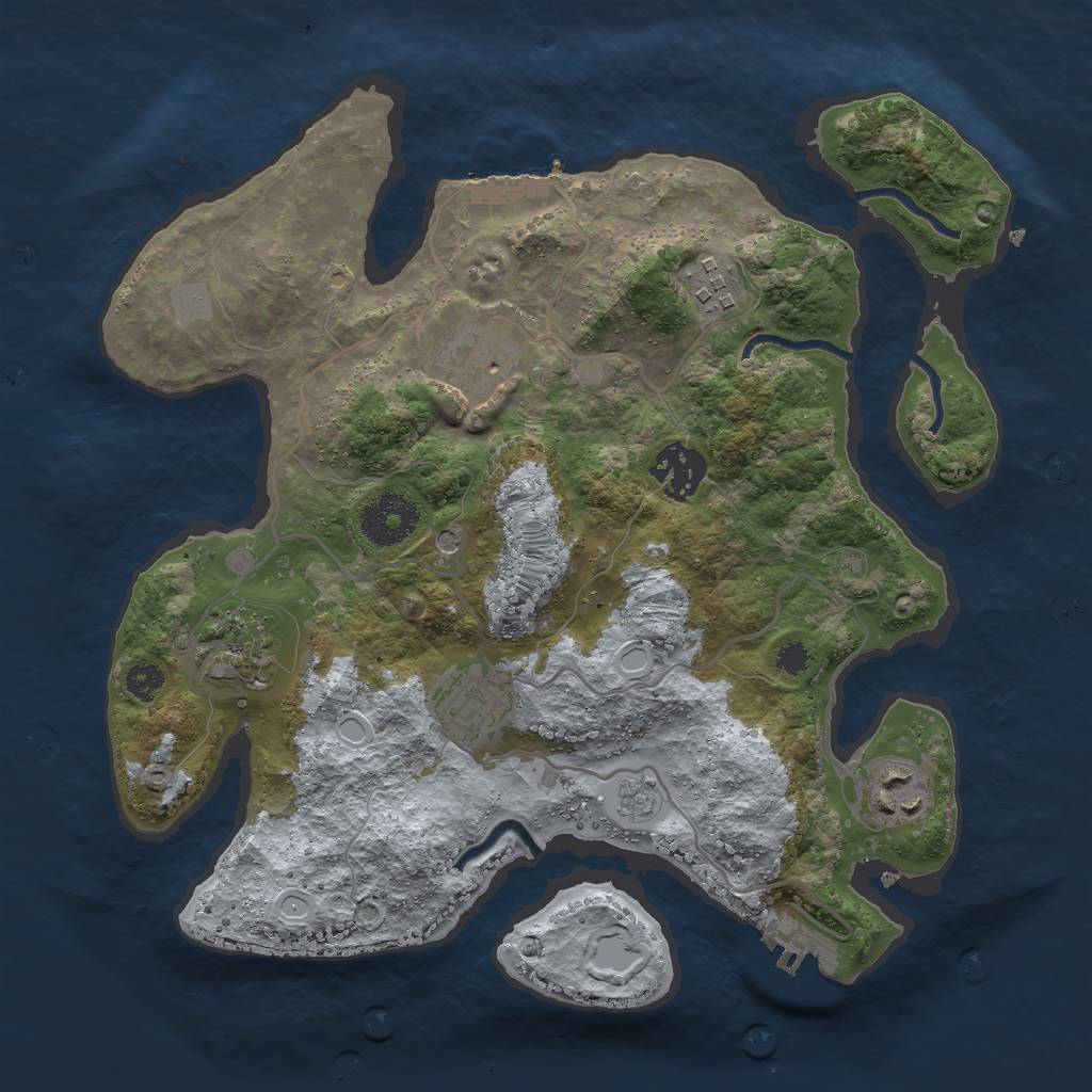 Rust Map: Procedural Map, Size: 3000, Seed: 87265, 13 Monuments