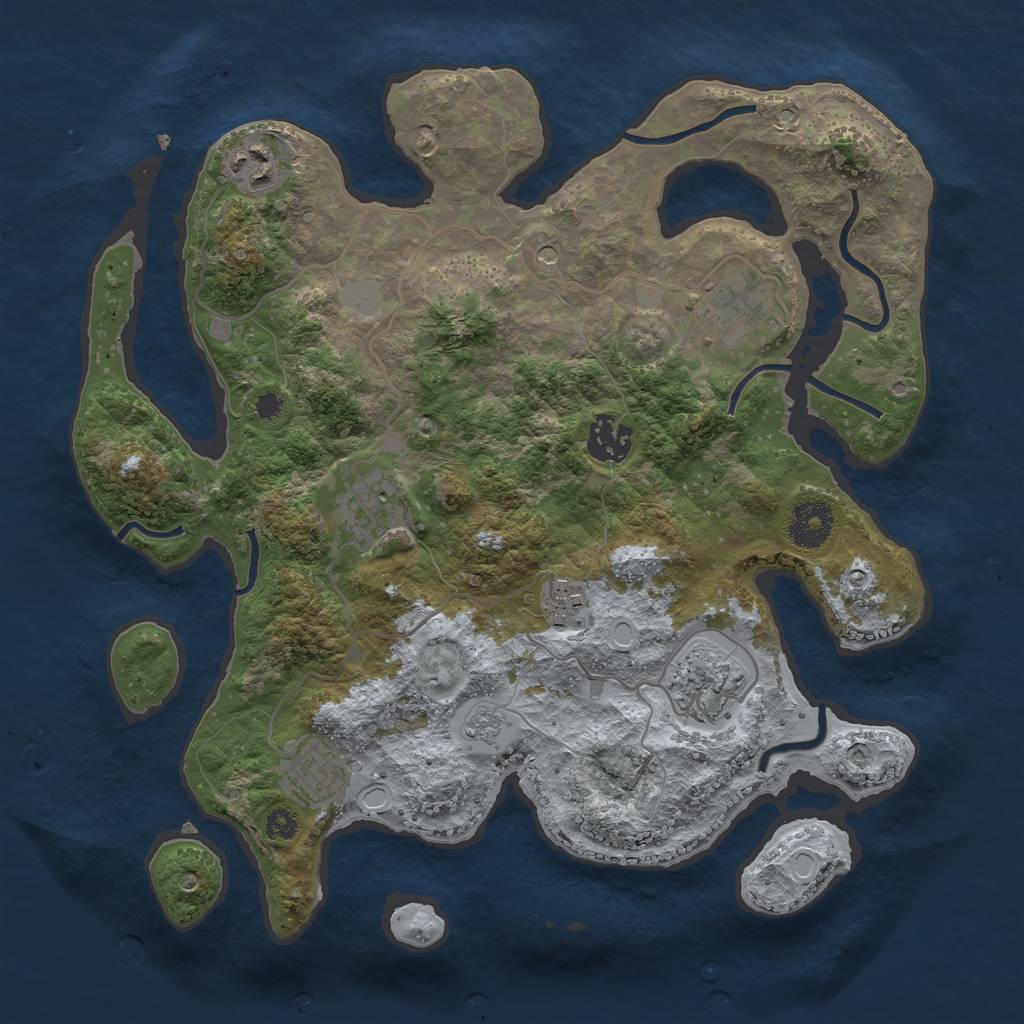 Rust Map: Procedural Map, Size: 3300, Seed: 574244522, 12 Monuments