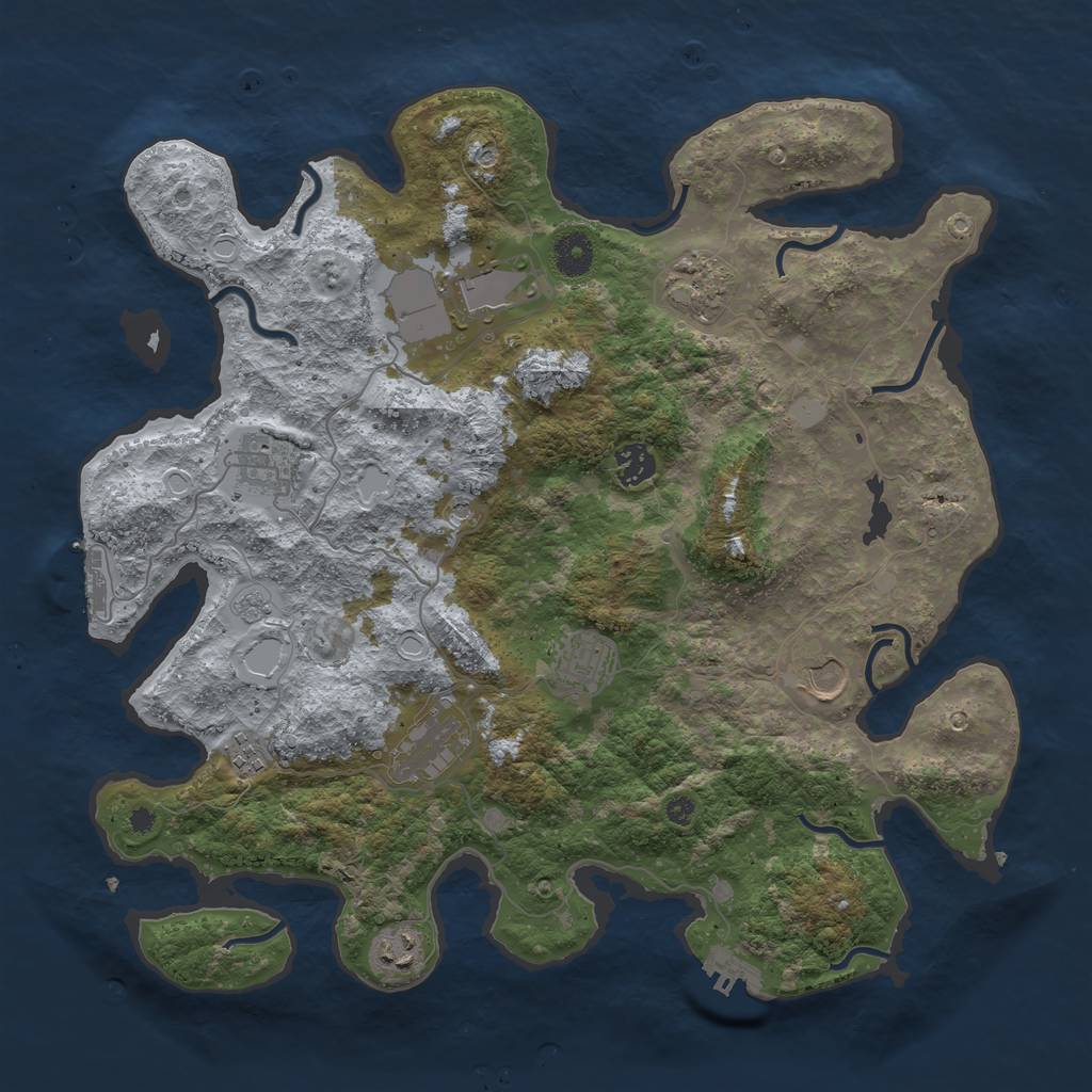 Rust Map: Procedural Map, Size: 3900, Seed: 860934, 16 Monuments