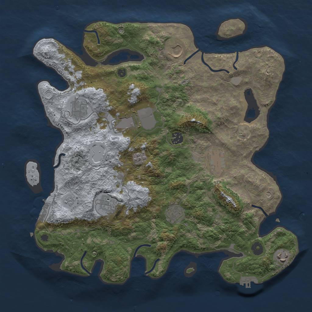 Rust Map: Procedural Map, Size: 3800, Seed: 739634, 16 Monuments